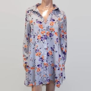 GLAMOROUS Shirt Dress Long Sleeve Floral Western Oversized Shift